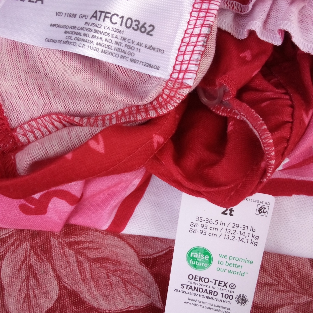 Toddler Girl Ruffled Hearts Nightgown 2-Pack Carter's Child of Mine Size 2T 2 T - Picture 7 of 8